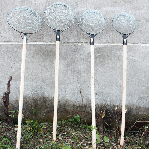 手工编织大漏勺长柄捞勺钢丝笊篱过滤网勺烹饪漏勺捞面兜捞树叶勺