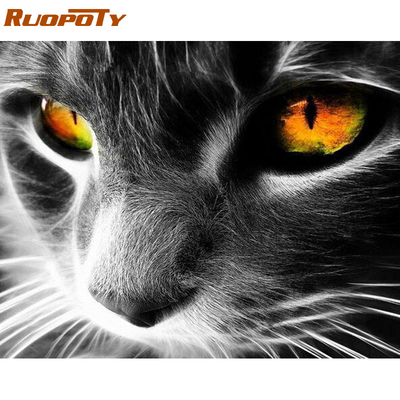 RUOPOTY Frame Cat Diy Painting By Numbers Animals Acrylic Co