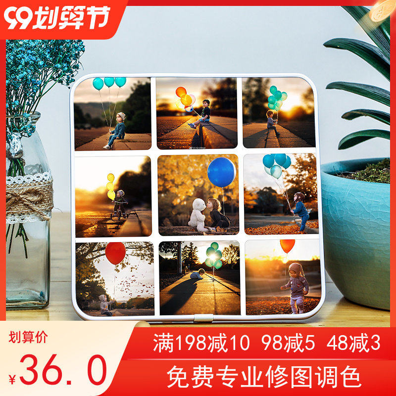 九宫格相框照片摆台定制影楼拉米娜挂墙修图放大冲洗制作,家居饰品,版画,淘宝优惠券,粉丝福利购,淘宝优惠卷