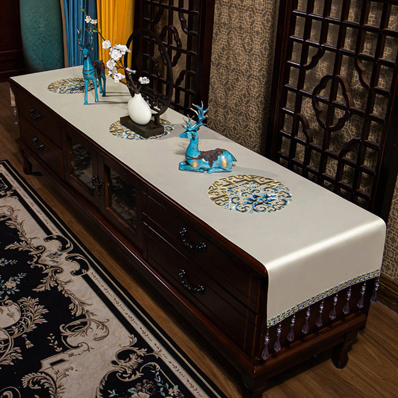 中式电视柜盖布布艺长方形家用茶几台布防尘盖巾餐桌垫桌布厚桌旗,居家布艺,桌布,淘宝优惠券,粉丝福利购,淘宝优惠卷