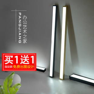办公室吊灯led长条灯木纹色原木色长方灯具铝方通灯拼接造型灯具