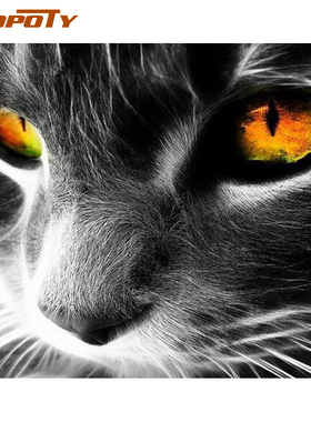 RUOPOTY Frame Cat Diy Painting By Numbers Animals Acrylic Co