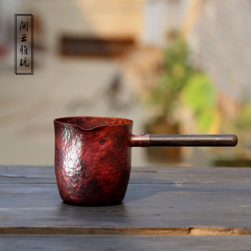 闲云雅玩新款中式称心如意紫铜锤目纹古朴公道杯分茶器茶配件茶具