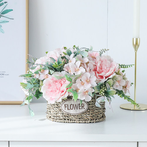 田园清新卧室阳台客厅茶几摆件仿真花婚庆花家居装饰绢花假花套装