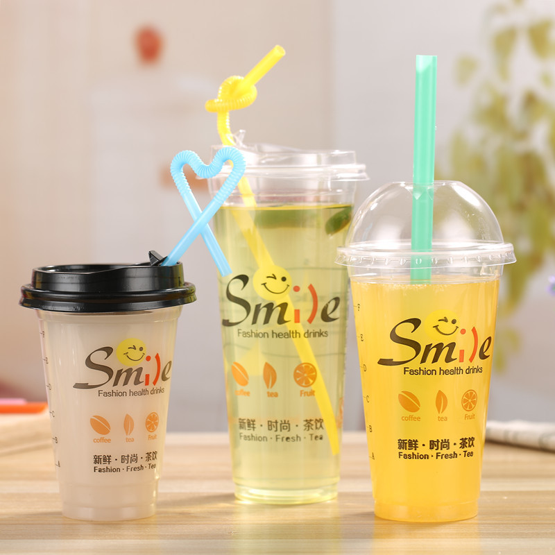 90口径一次性塑料杯600奶茶杯500柠檬水饮料瘦高杯子700ml杯定制