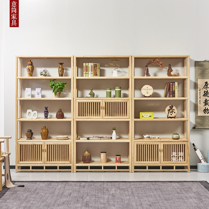 实木博古架白蜡木新中式多宝阁多层陈列置物架仿古茶叶茶室展示柜