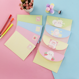 文雯文具可爱卡通小羊咩咩加厚信封信纸套装校庆活动信笺稿纸包邮