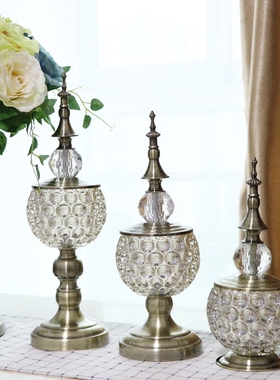 欧式奢华创意家居饰品摆设三件套玻璃糖果盅创意家居电视柜摆件