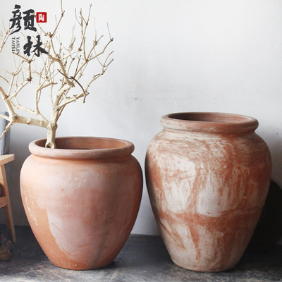 组合款红陶缸大陶罐落地庭院大花盆加厚耐用复古罐子花瓶乡村田园