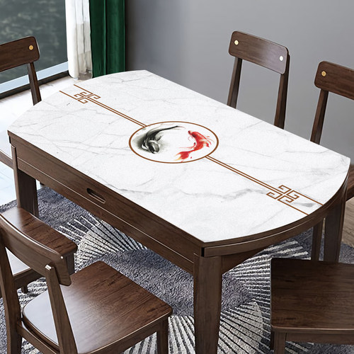 皮革桌垫防烫中式桌布椭圆形餐桌布防水防油折叠桌面垫餐桌垫圆桌