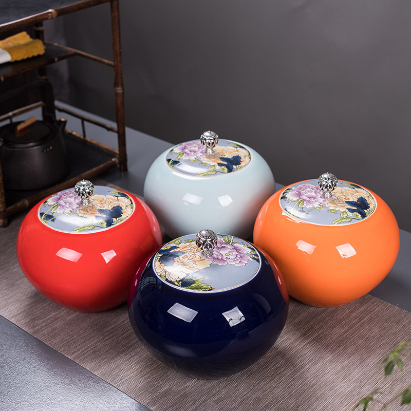 茶叶罐陶瓷高档防潮密封罐精品家用特大号一两斤装普洱红茶存储罐