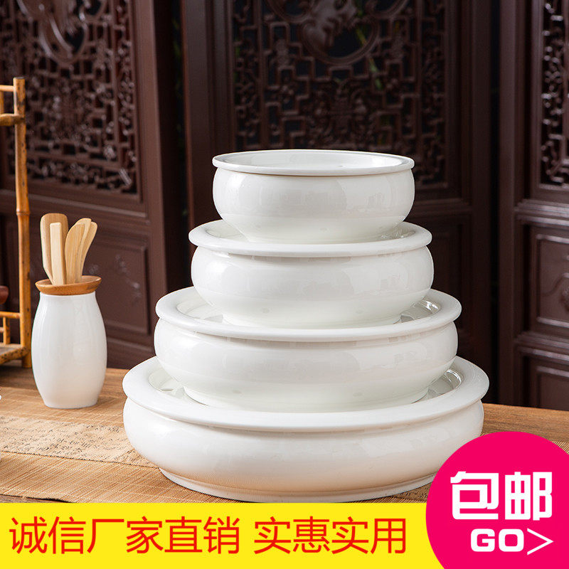 潮汕陶瓷功夫茶盘台干泡台圆形家用茶托储水式各尺寸茶盘茶海荼船