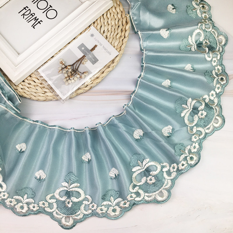 精美17公分双层带衬布蕾丝花边辅料沙发垫装饰宽边窗帘加宽底边