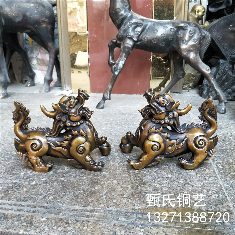 新品招财貔貅黄铜神兽雕塑家居桌面摆件镇宅旺财佳节开业送礼礼品