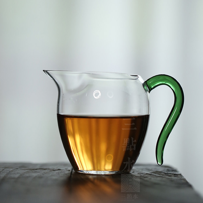 日式玻璃公道杯个性透明茶海分茶器加厚耐高温带把草堂公杯不烫手