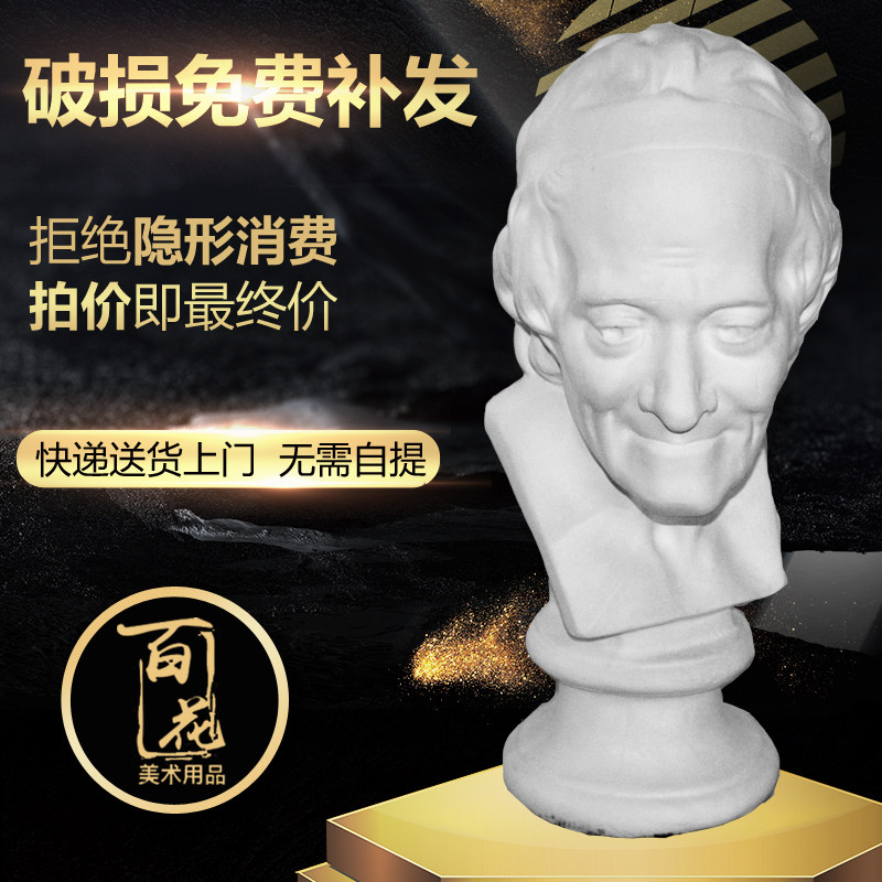 伏尔泰石膏像50cm美术用品写生教具静物绘画素描头像胸像包邮