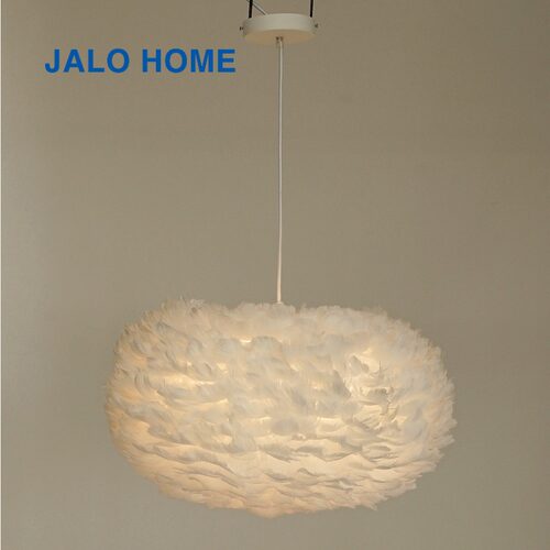 伽罗生活 JALO 羽毛灯北欧现代简约温馨卧室吊灯创意真实羽毛灯