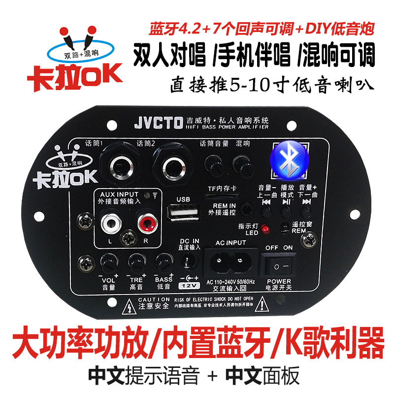专用大功率的功放板,可以带12寸的两个并连,或者15寸的1个