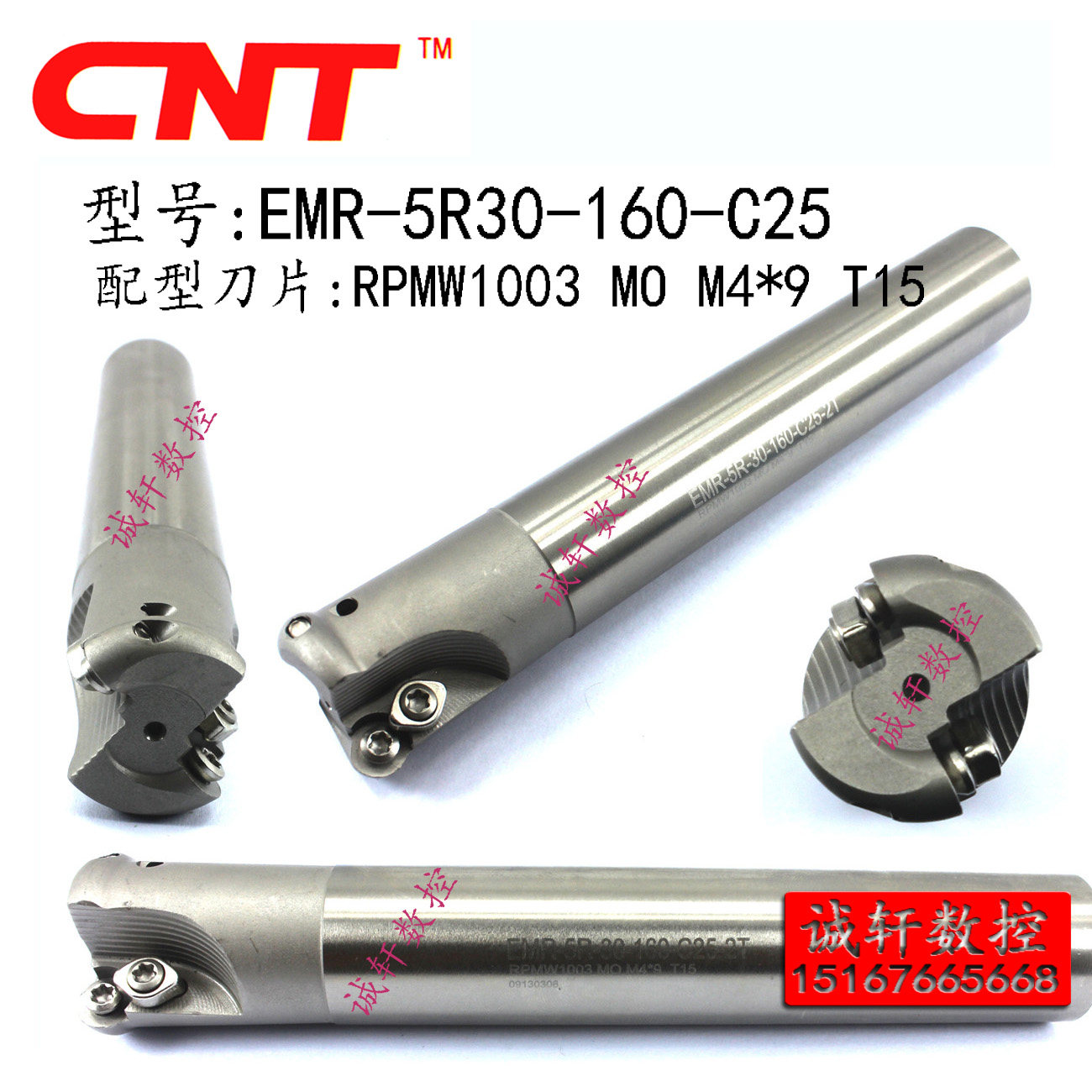 EMR圆鼻立铣刀杆数控EMR-5R30-160-C25装R5圆刀片RPMT10T3厚刀片