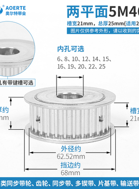 铝合金同步带轮 5M40齿 槽宽21 AF型齿轮 5M 40齿 机械传动皮带轮