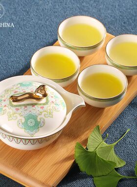 硅元陶瓷 功夫茶具套装家用简约户外套装小套泡茶壶 中国风礼盒装