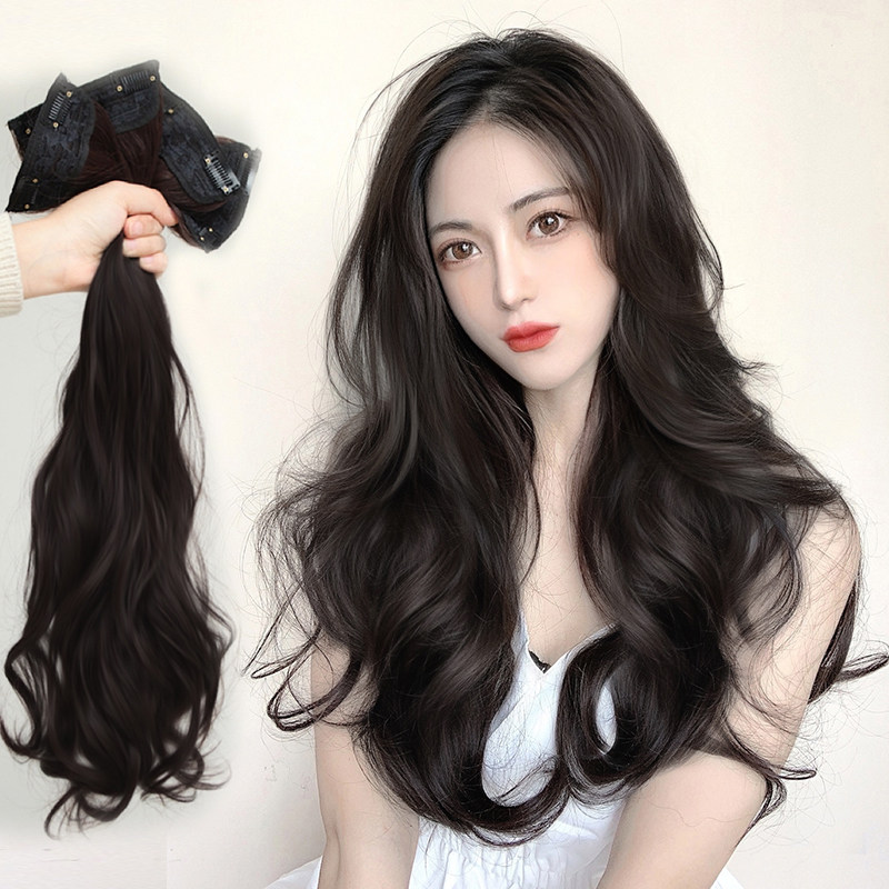 假发片女长发 一片式无痕长卷发假发贴片蓬松大波浪U型接发片隐形