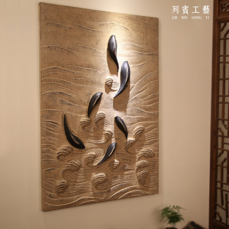 中式田园浮雕立体挂画客厅玄关电视机背景墙挂饰家居创意装饰壁挂