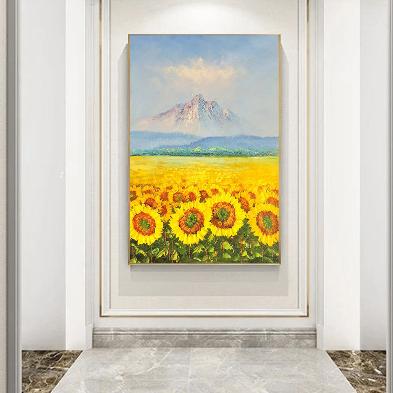 玄关数字油画向日彩diy油葵画阳绘填色客厅向手花欧式花卉装饰画