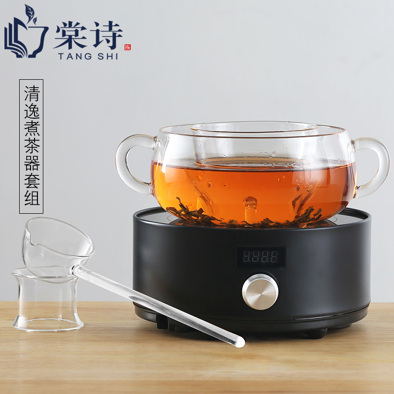 棠诗高硼硅玻璃煮茶碗老茶黑茶煮茶器泡茶碗茶道电陶炉分茶器茶勺