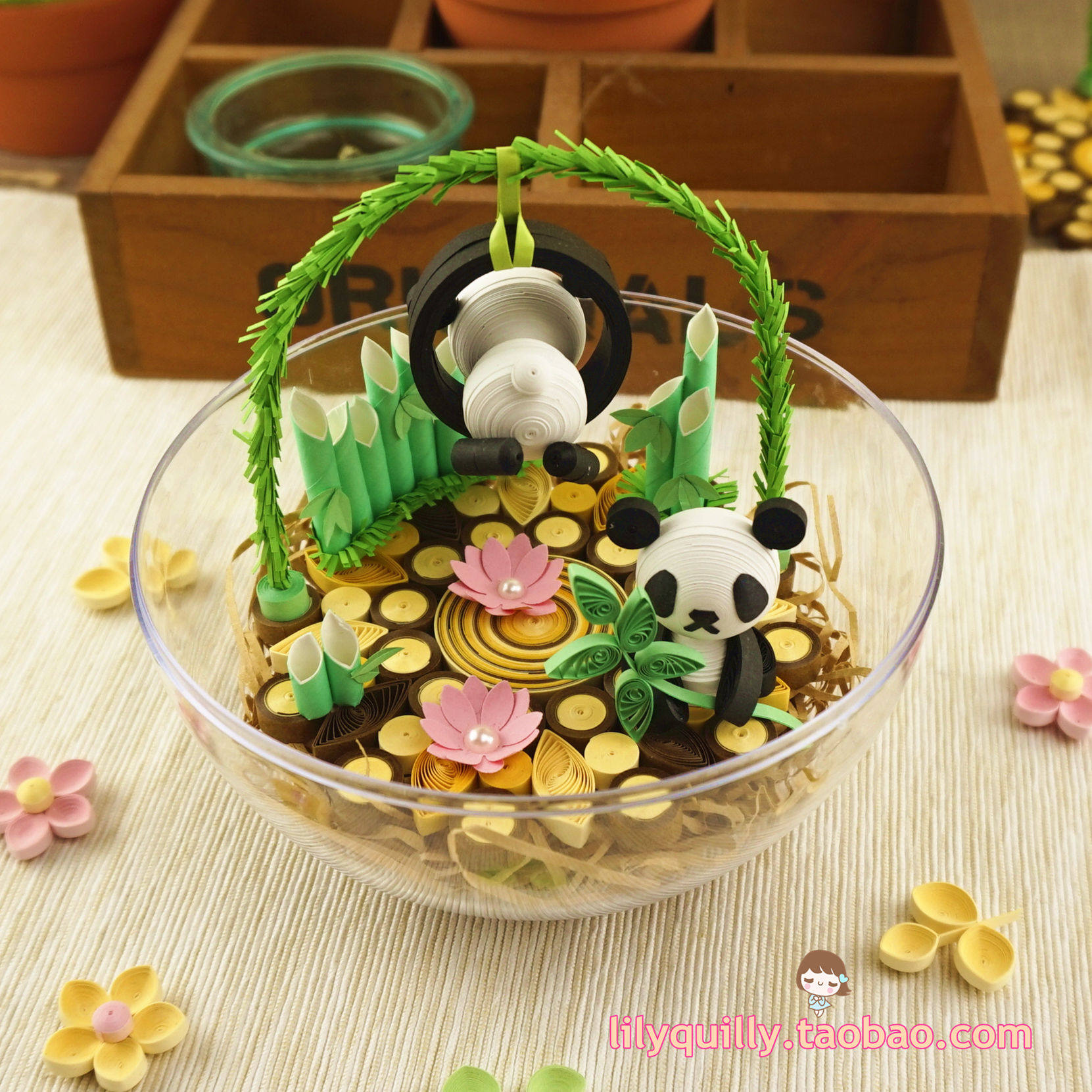 基邮DIY立体3D动衍卡通熊猫乐园物纸包础材料包教程工具套装