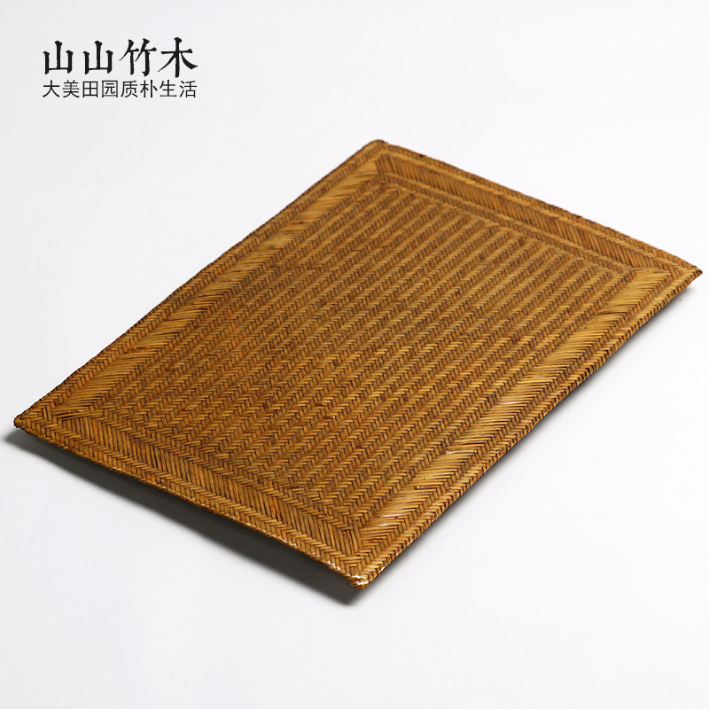 山山竹木竹编茶垫大漆手工日式榻榻米干泡茶席茶具配件茶盘泡茶帘
