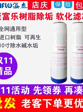 康富乐10寸树脂除垢滤芯净水器前置软化盐水碱阳离子可再生单支