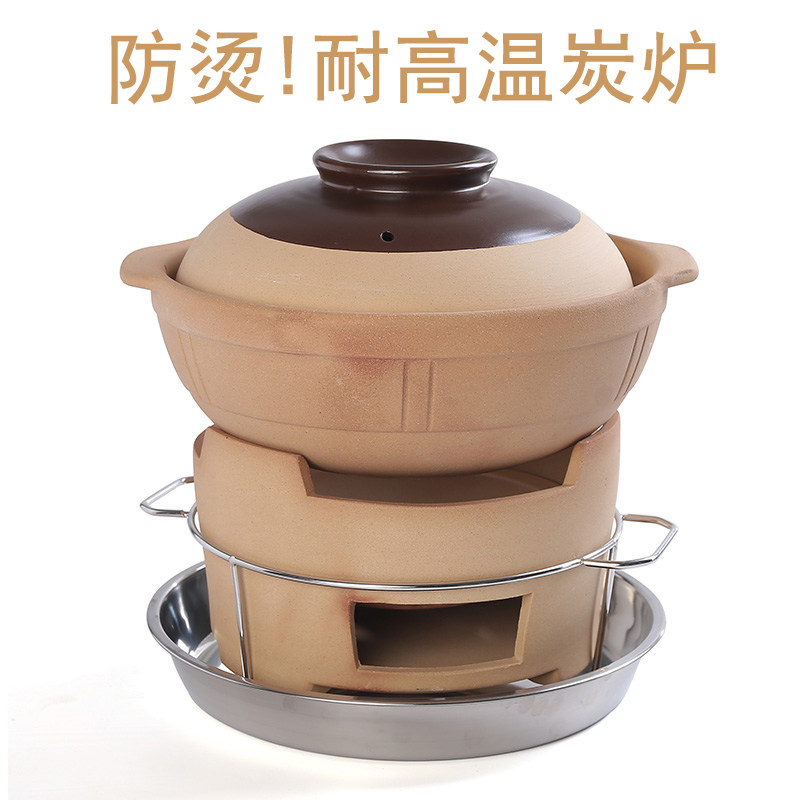 防烫!老式泥炉港式打边炉炭炉烧烤陶土家用土灶火锅烤肉炉烧碳炉