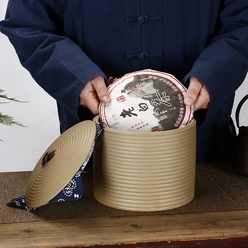 粗陶普洱饼茶叶罐老岩泥大号五子饼罐密封储茶罐子茶盒茶饼包装罐