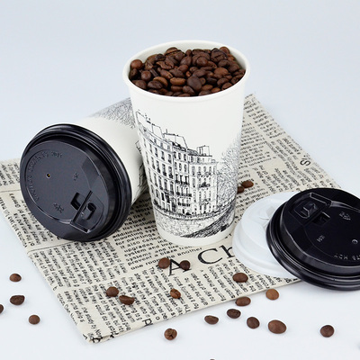 一次性奶茶杯咖啡纸杯果汁冷热饮料双淋膜500ml素描杯子700ml定制