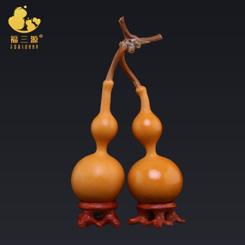 文玩连枝葫芦精品摆挂小手捻把件天然福禄八宝蚂蚁三庭连体带龙头