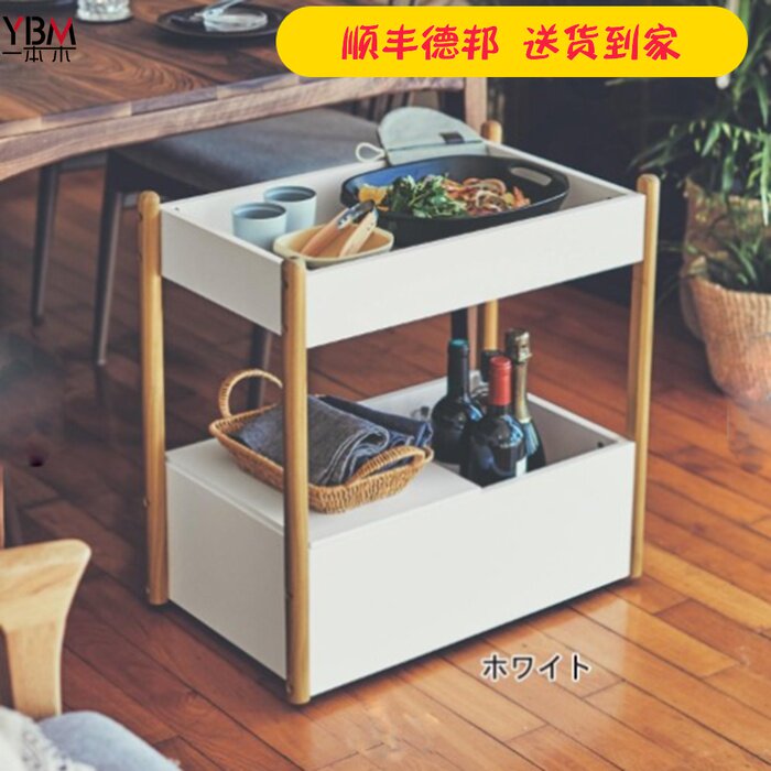 日式新款置物架储物架隔板花架玄关客厅落地收纳架带轮子小车多层