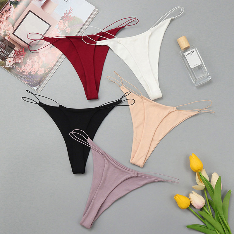 欧美细带无痕丁字裤女火辣新款夜店个性棉质性感真人实拍内衣裤女