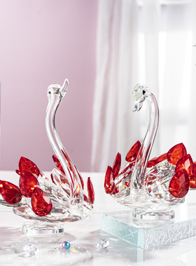 水晶天鹅摆件客厅家m居装饰电视柜玄关鞋柜摆放结婚礼物送新人闺