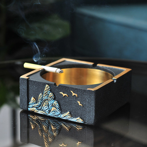 新中式家居创h意个性潮流家用客厅办公室轻奢烟灰缸茶几桌面摆件