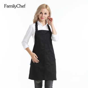 可印刷绣挂脖围裙交叉背带式 围腰男女厨房餐厅挂脖定制log 中长款