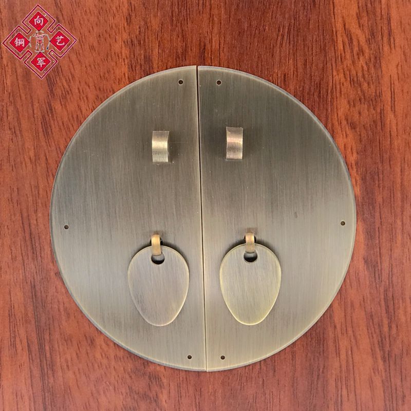 中式仿古纯铜花圆光拉手书柜衣柜橱柜门I圆形拉环把手家具五金配