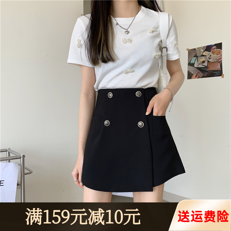 大码西装短裤f女夏设计感不规则裙裤胖mm显瘦外穿休闲裤a字阔腿裤