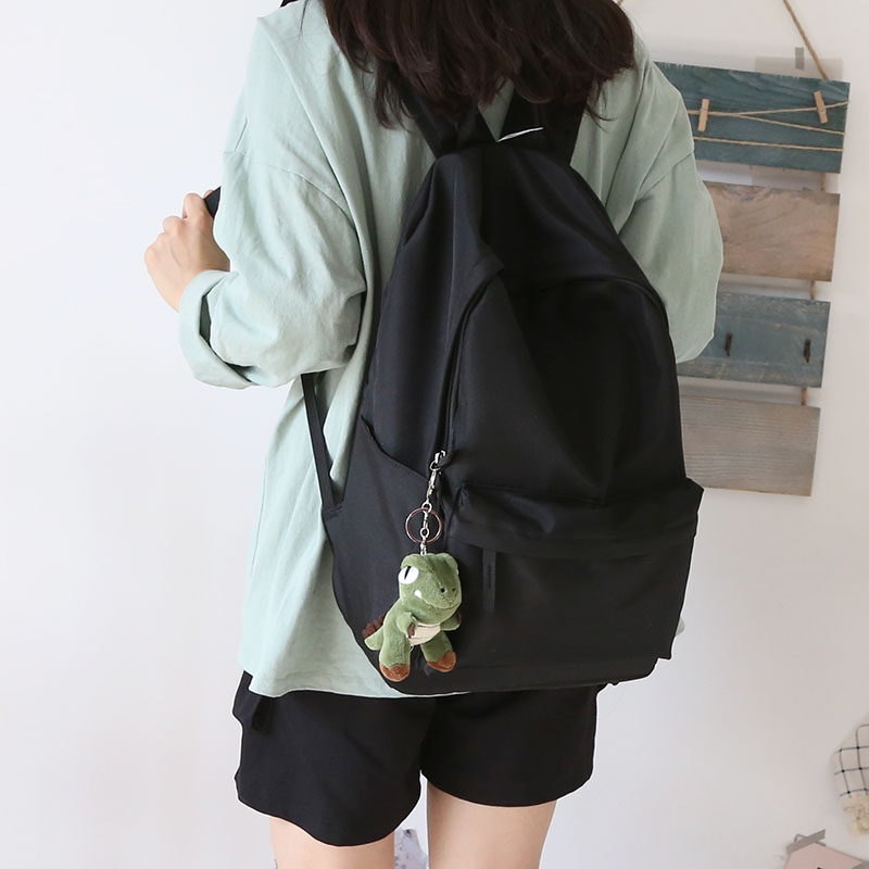 大容量牛津布防水双肩包男纯色书包女大学生背包女双肩黑色百搭