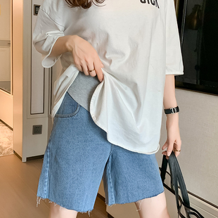 孕妇牛仔裤春夏季l外穿夏天宽松大女码五分短裤托腹夏装孕妇阔腿