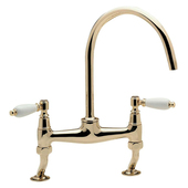 现货 开放式 蝶陶卫浴英式 厨房龙头双孔双陶瓷柄拱桥孔距可调复古款