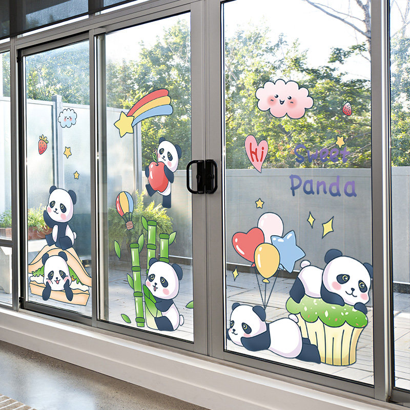 热销阳台玻璃门贴纸创意卡通窗贴客厅推拉门装饰窗花3d立体墙贴小