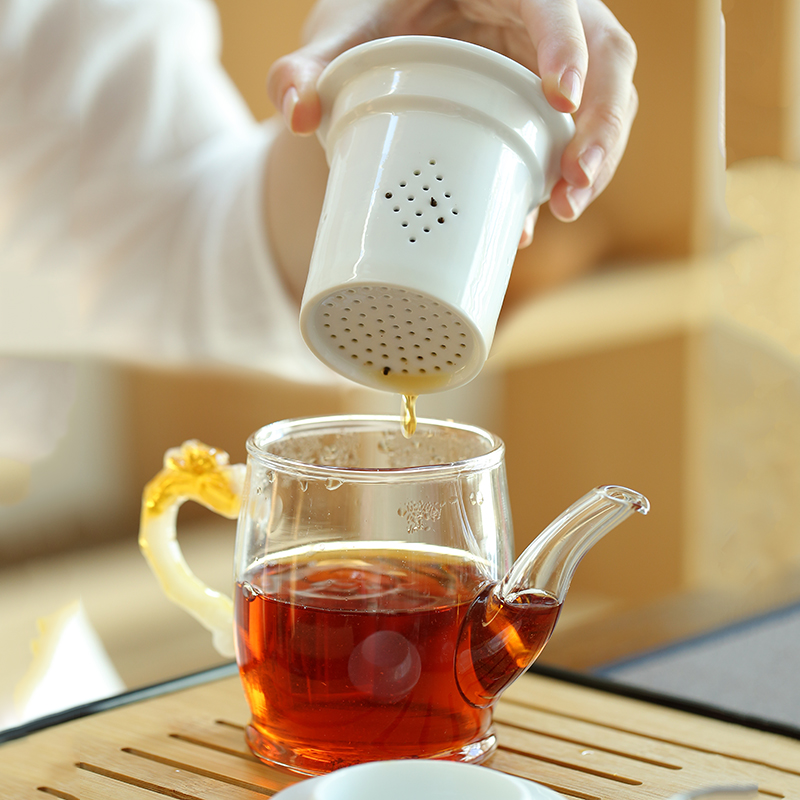 耐热玻璃茶壶陶瓷过滤内胆茶水分离花红茶具杯子套装小号冲泡茶器