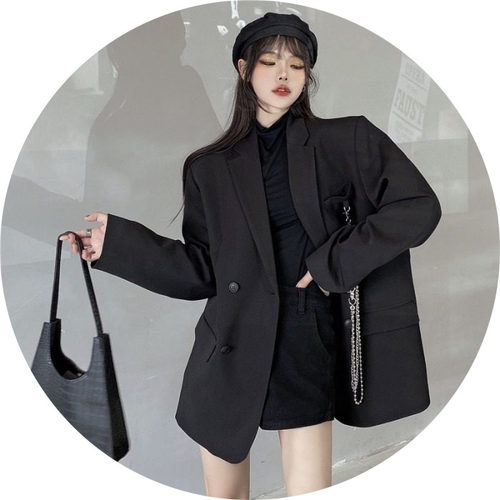 2025新款春秋季韩版设计感小众上衣黑色西装外套女士英伦风小西服