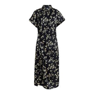 【FaFa裙】AUM噢姆2025年夏季新款桑蚕丝中式斜襟黑色连衣裙长裙